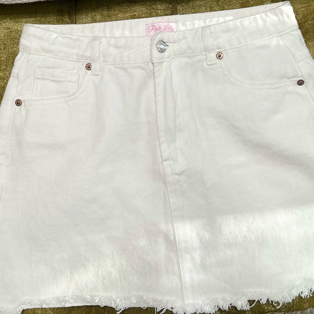White Denim Skirt